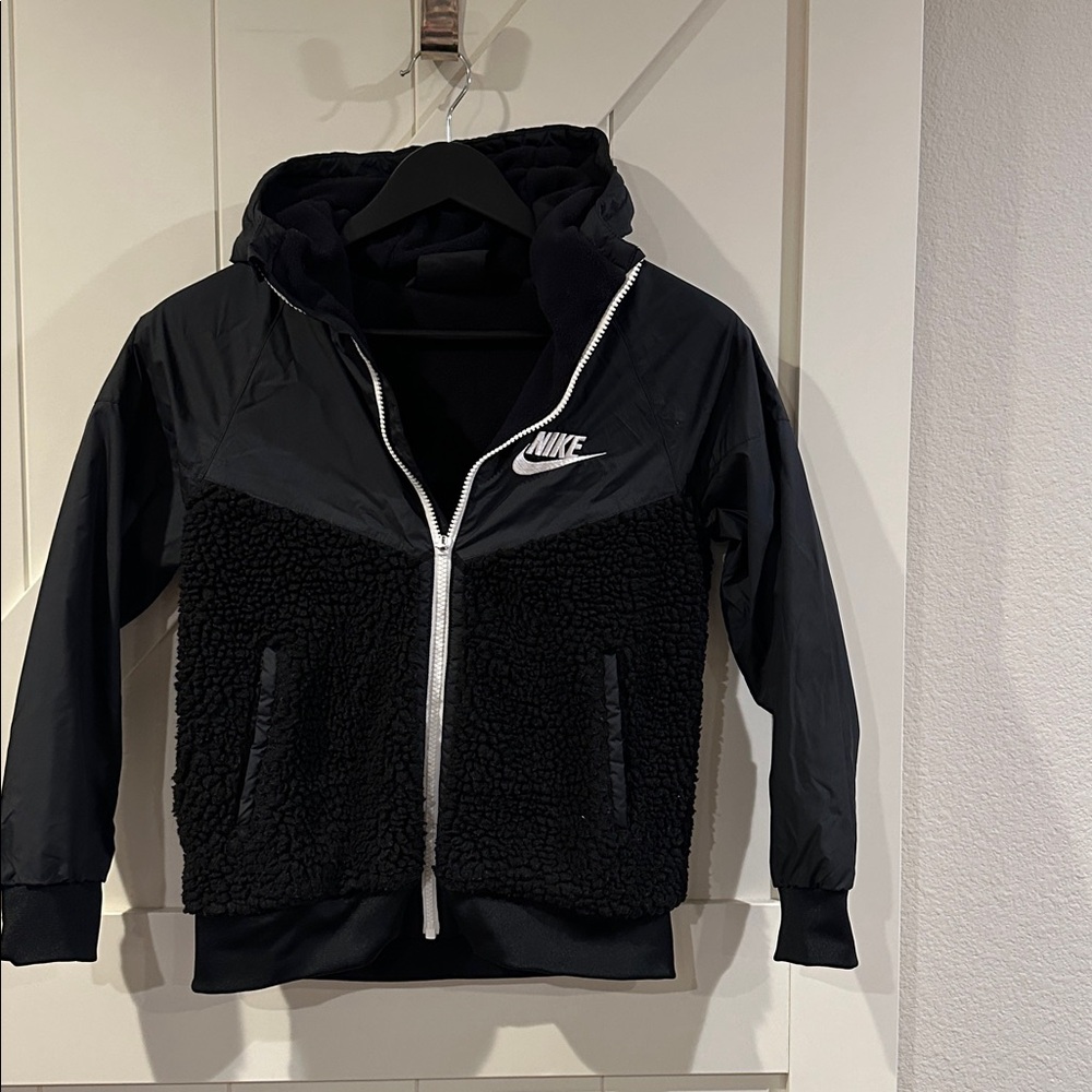 Nike Black and White Fleece Jacket